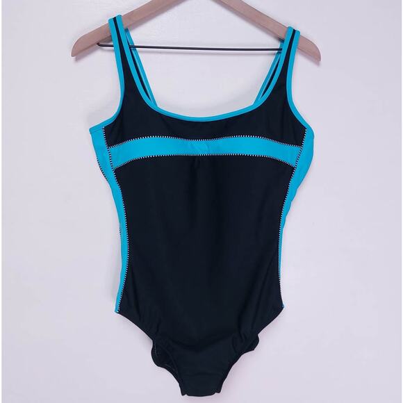 MiracleSuit Slimming Sport FIt Black Athletic Striped One Piece Swimsuit 16 - Picture 1 of 6